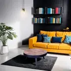 "Turner" Coffee Table with Round Top and Metal Legs 76cm Dia Solid Timber