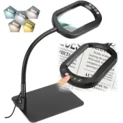 10X Rectangle Magnifying Glass with Light and Stand, Flexible Gooseneck LED L...
