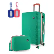 GAP MEDIUM Hard Shell with Mini Beauty Case Set+ Assorted Leather Tag- Turquoise