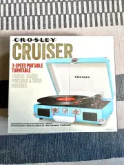 NEW Crosley Cruiser CR8005A-TU: Portable Turntable Suitcase: Blue: FREE SHIPPING