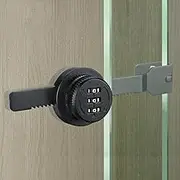 ETEKJOY Keyless Ratchet Lock for Sliding Glass Door Showcase Display Case Cabinet 3-Digital Password Combination (Black)