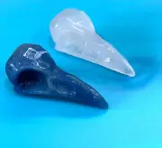 X2 pcs Crow Skull carving Blue aventurine and Rose Quartz
