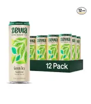 Zevia Zero Sugar Green Tea 12 Fl Oz Cans Pack of 12
