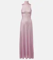 [David Koma] David Koma Ruched sequined maxi dress AU 14 pink