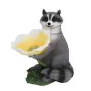 Catzon Cute Raccoon Statue Waterproof Resin Ornaments for Garden Patio