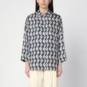 [MAX MARA TIMELESS] Reversible patterned silk blouse 42 IT Blue