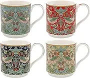 Lesser & Pavey S Berry Thief Stacking Mugs Set of 4 | Ceramic Coffee Mugs Set for Home or Work | Premium Design Mugs Set for All Occasions | Lovely Mugs for Tea, Coffee & Hot Drinks - William Morris