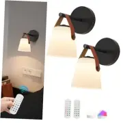 Battery Operated Wall Sconces Set of Two, Rechargeable Frosted Glass Wall Lamp