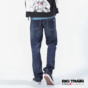 BIG TRAIN基本LOGO刺繡小直筒褲-深藍 -BM7259-78