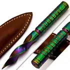 Damascus Fixed Blade Knife Handmade Tri Dagger Hand Forged Twisted Pattern Kris