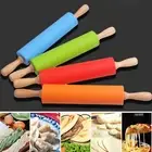 Dough Roller Wooden Handle Solid Core Dough Pastry Baking Tool Silicone