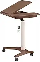 Standing Desk Sit Stand Mobile Workstation Bedroom Height Adjustment Stand Up Desk, Hospital Flipped Mobile Podium with Rollers, Magnetic Fence Design(Brown)