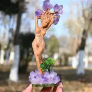 6.4" Natural amethyst carved Life Tree Resin woman reiki Crystal heal Decor 1pc