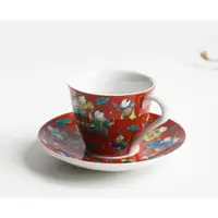 在飛比找ETMall東森購物網優惠-日本進口九谷燒彩繪陶瓷咖啡杯杯碟套裝日式傳統吉祥紋紅茶杯禮物