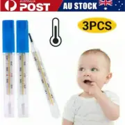 3x Mercury Free Glass Thermometer for Baby Kids Adult Medical Armpit Thermometer