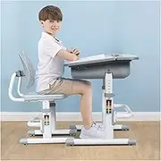 Kids Desk and Chair Set Children Study Table with Large Tilting Desktop, Reading Board, Drawer, Best Study Gifts for Boys and Girls