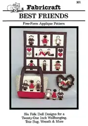 BEST FRIENDS Folk Doll Free-Form Applique Pattern - FABRICRAFT Wall Quilt, Tote