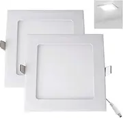YULIN SUN® LED Downlight 18 W x 2 Pieces, Slim Ceiling Light Square Recessed Spotlight, Cool White 6500 K, Diameter Size 225 mm, Includes Driver