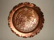 NEW SOLID COPPER GREGORIAN SCALLOPED HAMMERED WALL HANGING PLATE 13.5"