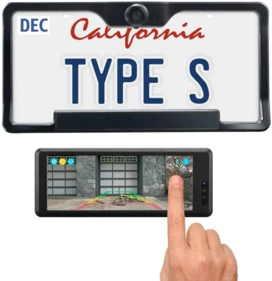 HD Wireless Backup Camera 6.8" Widescreen Monitor + Solar Powered Plate Frame