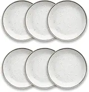 TarHong Retreat Pottery White Bamboo Salad Plates, 8.5" Diameter, Proprietary Merge Material Mix (Bamboo Powder & Melamine), Shatterproof, Indoor/Outdoor, Set of 6