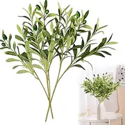 Bacucine Faux Olive Branches for Vase 6Pcs Artificial Plants Olive Tree Branches with 72 Leaves Greenery Stems for Wreaths Table Centerpieces Wedding Home Decor