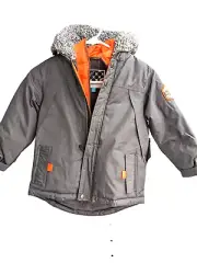 NWT Big Chill Boys Winter Jacket Sz 5 Lined Attached Hood Storm Flap Oxer Zipper