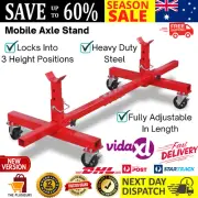 Mobile Axle Stand Portable Adjustable Height Workshop Garage Equipment Steel Red