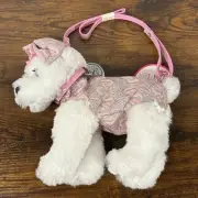 Poochie & Co White Puppy Dog w/ Glitter Pink Bow Purse Toy Poochie Grooming Set