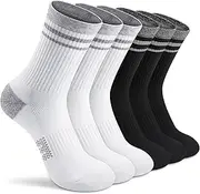 [Gonii] Crew Socks Women Hiking Running Athletic Cushioned Compression Socks 5-6 Pairs