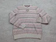 Eddie Bauer Sweater Mens LT Gray Pullover Wool Blend Long Sleeve Fair Isle