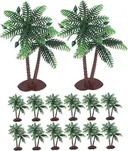15pcs Green Palm Artificial Tree Aquarium Plants Trees for Crafts Fake Tropical Plants Plastic