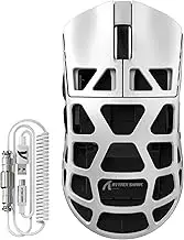 FELICON x Attack Shark R3 Wireless Gaming Mouse,PAW3395 26K DPI 8KHz Polling Rate,Magnesium Alloy 46g Ultralight,Programmable Tri-Mode BT/2.4G/Wired Computer Mice with Coiled Cable - White&Tape