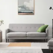 Zinus Adair 3-Seater Sofa Couch – Chic Light Grey Tufted Linen & Armrest Pockets