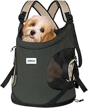 BOSERMEN Pet Front Carrier Backpack, Adjustable Dog Backpack for Travel, Hiking and Outdoor Use, Adjustable Hands Free Dog Chest Carrier, Pet Adjustable Backpack(Dark Green)
