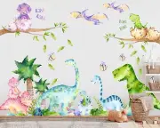 Jurassic Park Stegosaurus Brachiosaurus Dinosaurs Nursery Wall Decal Stickers