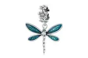 SOLID Sterling Silver Dreamy Dragonfly Flower Charm Pendant - AVILIA Designs Pandora Compatible