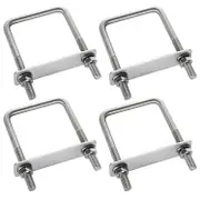 Sztxj 4 Pieces Fixing Clamp, U Bolt Fixing, U Bolt, Roof Box Fixing, Durable Frame, Stainless Steel Square U Bolt, for Towing, Repair, Boat, Car