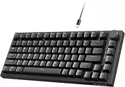ATTACK SHARK Ajazz AK820 Mechanical Keyboard with CNC Knob Control,75% Gasket Mount Keyboard and Detachable USB Wired Gaming Keyboard for Win/Mac,White Light,NKRO,Blue Clicky Switch(Black)
