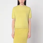 [Soft Goat] Lime-coloured brushed cashmere sweater S Yellow