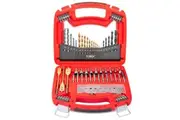 TOPEX 128 Piece Drill Bit Set HSS Titanium Drill & Screwdriver Bit Set with Case