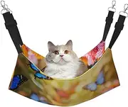 EdWal blue butterfly and Flowers print Soft Sleeping Hammock Cat Hammock for Cage Hanging,Pet Hammock Bed Adjustable for Small Animals