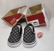 NWT & Box Vans Toddler Size 4 Classic Slip On Checkerboard Black/Pewter