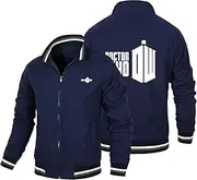 [GLLUSA] Men's Bomber Jacket Sweatshirt for Doctor Who Print Casual Flight Suit Long Sleeve Zip Jackets Cardigan Baseball Uniform Tops - Teen Gift