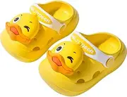 [Bhgytec] Kids Cute Caterpillar Clogs Garden Shoes Boys Girls Non-Slip Soft EVA Slides Slippers Indoor Outdoor Waterproof Children Water Shower Beach Pool Sandals, Duck, 10.5-11 Little Kid