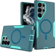 Designed for Samsung Galaxy S23 Ultra Case, Compatible with Magsafe, Fits Wireless Charge, Drop Protection, Dustproof, No Fading, No Yellowing, Hard PC & Soft TPU Case for Men Women (Lake Green)