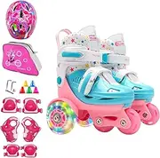 Roller Kids Roller - Adjustable Roller Skates, Sturdy Skating Shoes | Kids Beginners Three Point Roller Skates | Children Ages 3-8 Years Roller Skates with Illumi Wheels