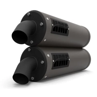 HMF Gray Titan XL Dual Slip On Exhaust For Polaris RZR XP/4 Turbo/S 2016-21