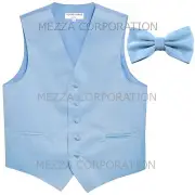 New Men's Vesuvio Napoli Tuxedo Vest Waistcoat Bowtie prom party Light Blue