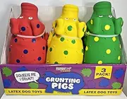 Multipet Grunting Polka Dot Pigs - 3 Pack Blue Yellow & Green Latex DogToys